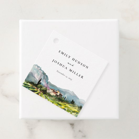 Rustieke wijnmakerij Landschap Bruiloft Bedankjes Labels (In situ)