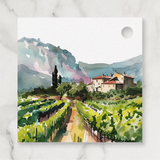 Rustieke wijnmakerij Landschap Bruiloft Bedankjes Labels (Achterkant)