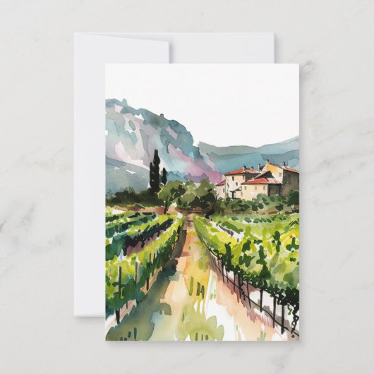 Rustieke wijnmakerij Landschap Bruiloft Bedankkaart (Achterkant)