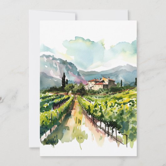 Rustieke wijnmakerij Landschap Bruiloft Kaart (Achterkant)