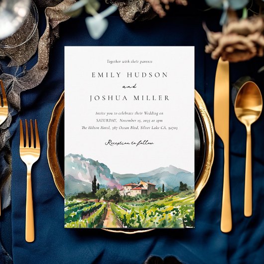 Rustieke wijnmakerij Landschap Bruiloft Kaart