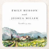 Rustieke wijnmakerij Landschap Bruiloft Kartonnen Onderzetters (Voorkant)