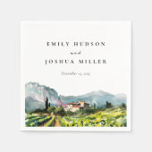 Rustieke wijnmakerij Landschap Bruiloft Servet (Voorkant)