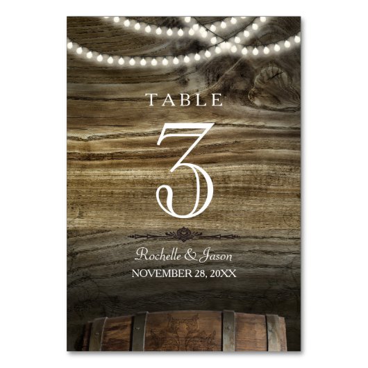 Rustieke wijnmakerij Trouwtafelnummers Kaart (Voorkant)