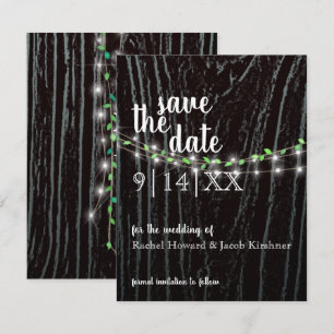 Rustieke Wijnstok & Lichtjes Save The Date Kaart