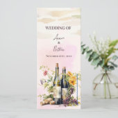 Rustieke wijnstokken geïnspireerde wijnmakerij bru kaart (Staand voorkant)