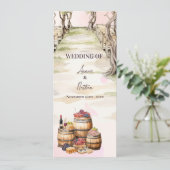 Rustieke wijnstokken geïnspireerde wijnmakerij bru kaart (Staand voorkant)