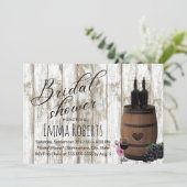 Rustieke wijnton verweerd hout bruiloft kaart (Staand voorkant)