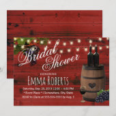 Rustieke wijnvat rode schuur houten bruidsdouche kaart (Voorkant / Achterkant)