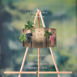 Rustieke wijnvat wijnmakerij wijngaard bruiloft acryl bord