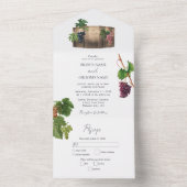 Rustieke wijnvat wijnmakerij wijngaard bruiloft all in one uitnodiging (Binnen)