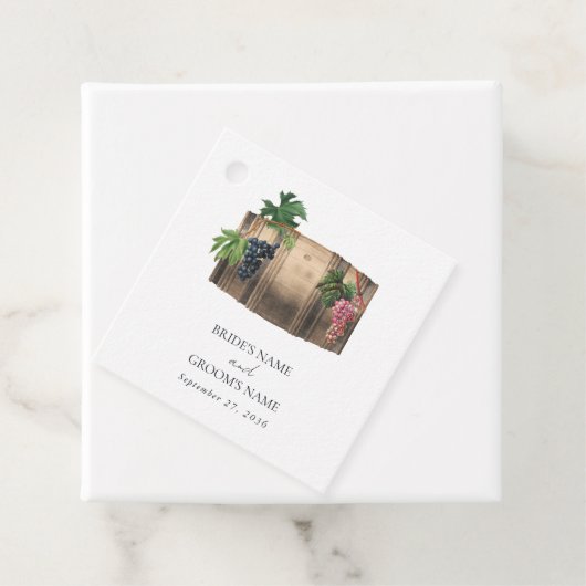 Rustieke wijnvat wijnmakerij wijngaard bruiloft bedankjes labels (In situ)