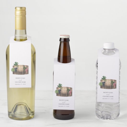 Rustieke wijnvat wijnmakerij wijngaard bruiloft flessenhanger (In situ)