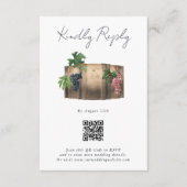 Rustieke wijnvat wijnmakerij wijngaard bruiloft informatiekaartje (Voorkant)