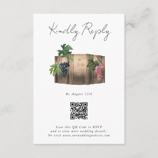 Rustieke wijnvat wijnmakerij wijngaard bruiloft informatiekaartje (Voorkant)