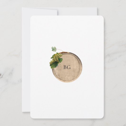 Rustieke wijnvat wijnmakerij wijngaard bruiloft kaart (Achterkant)