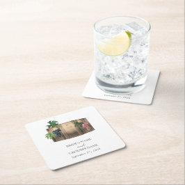 Rustieke wijnvat wijnmakerij wijngaard bruiloft kartonnen onderzetters