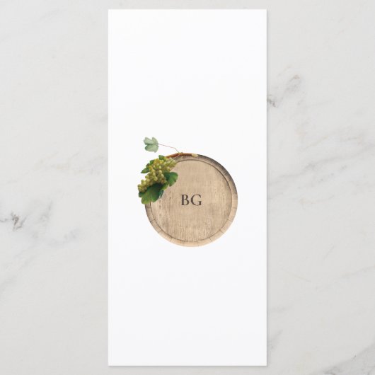 Rustieke wijnvat wijnmakerij wijngaard bruiloft menu (Achterkant)
