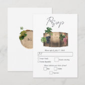 Rustieke wijnvat wijnmakerij wijngaard bruiloft RSVP kaartje (Voorkant / Achterkant)