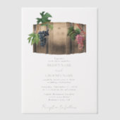 Rustieke wijnvat wijnmakerij wijngaard bruiloft vellum uitnodigingen (Voorkant)