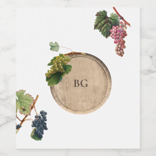 Rustieke wijnvat wijnmakerij wijngaard bruiloft wijn etiket (Enkel label)