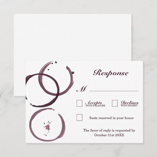Rustieke wijnvlek Vineyard Wedding RSVP Kaarten (Voorkant / Achterkant)