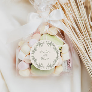 Rustieke Wijze Bloemen Lijst bruiloft Ronde Sticker