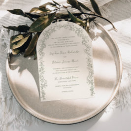 Rustieke  Wijze Bloemen Line Art Arch Wedding Kaart