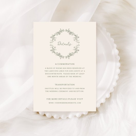 Rustieke  Wijze Bloemen Trouwdetails Informatiekaartje