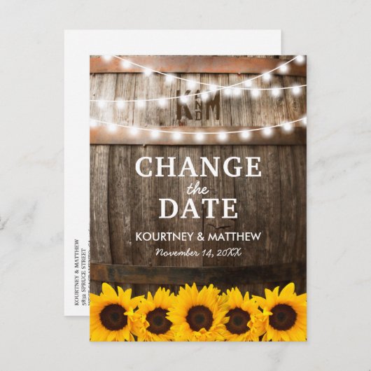 Rustieke wijziging van de datum | Evenement uitges Aankondigingskaart (Voorkant / Achterkant)