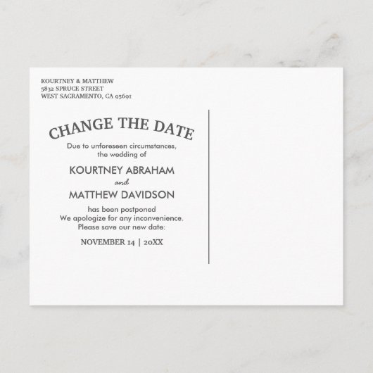 Rustieke wijziging van de datum | Evenement uitges Aankondigingskaart (Achterkant)