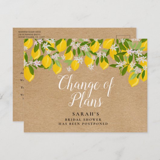 Rustieke wijziging van plannen uitgestelde eveneme briefkaart (Voorkant / Achterkant)