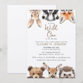 Rustieke Wild One Woodland Animals Baby shower Kaart (Voorkant / Achterkant)