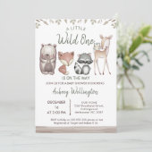 Rustieke Wild One Woodland Animals Baby shower Kaart (Staand voorkant)