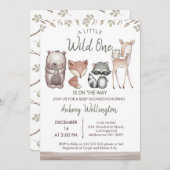 Rustieke Wild One Woodland Animals Baby shower Kaart (Voorkant / Achterkant)