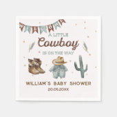 Rustieke Wild West Cowboy Baby shower Papier Borde Servet (Voorkant)