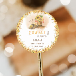 Rustieke Wild West Jongen Douche Ronde Sticker