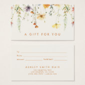 Rustieke Wildbloem Cadeaubon Visitekaartje (Voorkant /achterkant)