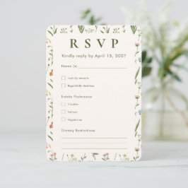 Rustieke Wildbloem RSVP Bloemige Trouwkaart Kaartje