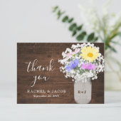 Rustieke Wildbloemen Baby's Breath Mason Jar Bruil Bedankkaart (Staand voorkant)