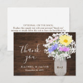 Rustieke Wildbloemen Baby's Breath Mason Jar Bruil Bedankkaart (Voorkant / Achterkant)