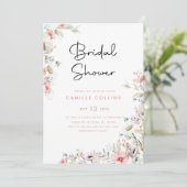Rustieke Wildbloemen Bruids Douche Uitnodiging (Staand voorkant)