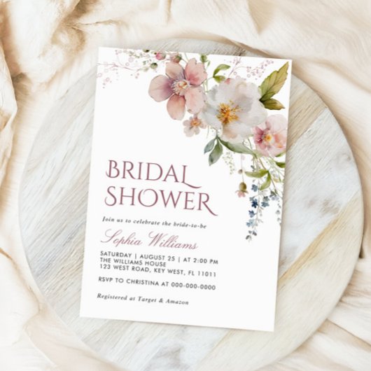 Rustieke Wildbloemen Bruids Douche Uitnodiging