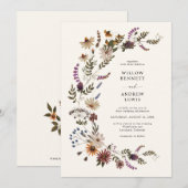 Rustieke Wildbloemen Bruiloft Kaart (Voorkant / Achterkant)