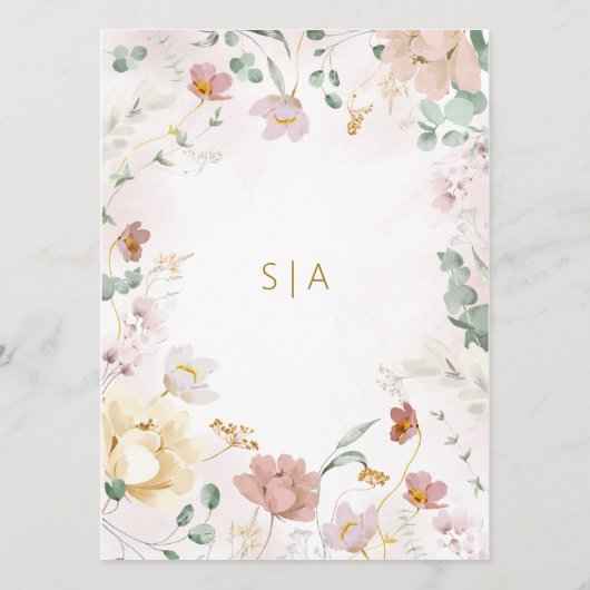 Rustieke Wildbloemen Bruiloft Menu (Achterkant)