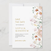 Rustieke Wildbloemen Bruiloft Save the Date Kaart (Voorkant)