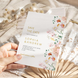 Rustieke Wildbloemen Bruiloft Save the Date Kaart