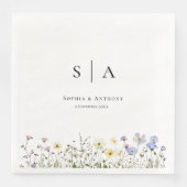 Rustieke Wildbloemen Bruiloft servetten (Voorkant)