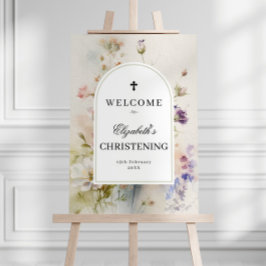 Rustieke Wildbloemen doopsel A2 maat Welkom Poster