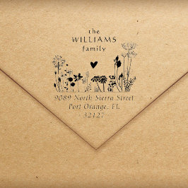 Rustieke Wildbloemen Elegant familie retour adres Rubberstempel